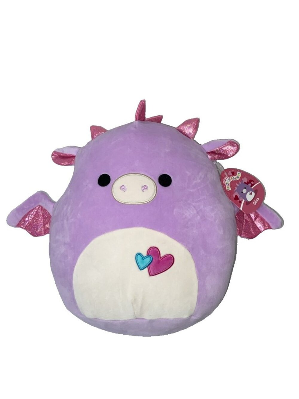 RARE Squishmallow Hearts Dina Purple Dragon 14"